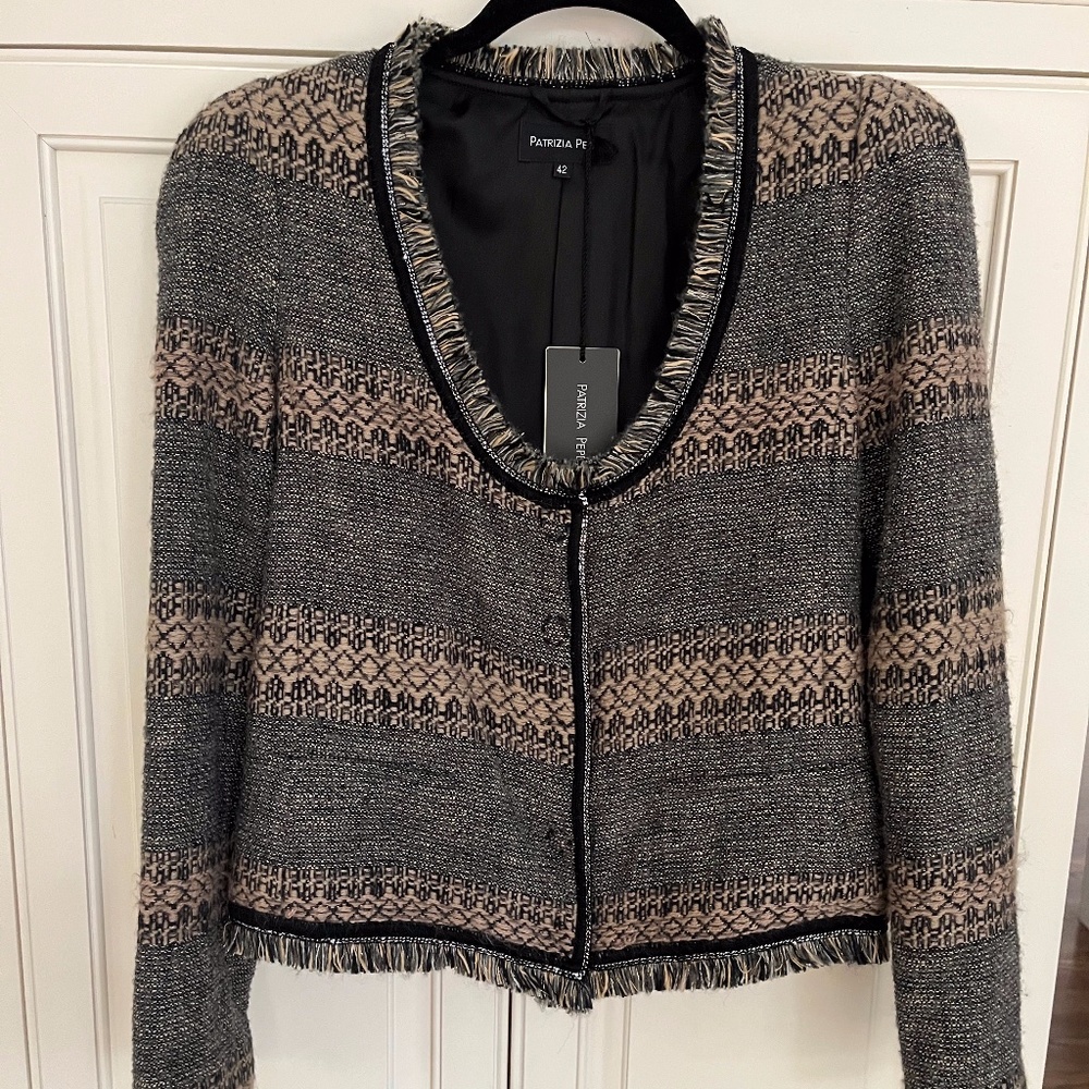 Patrizia Pepe Gray-Beige Jacquard Jacket